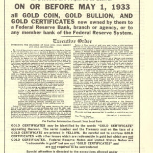 Executive Order   May 1 1933   No Keeping Gold Scam