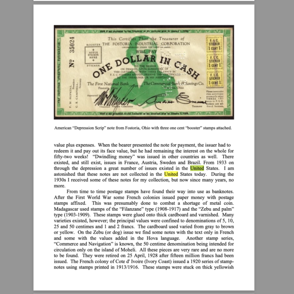 THE SIGNIFICANCE OF STAMPS USED ON BANK NOTES By Arnold Keller and John Sandrock 2