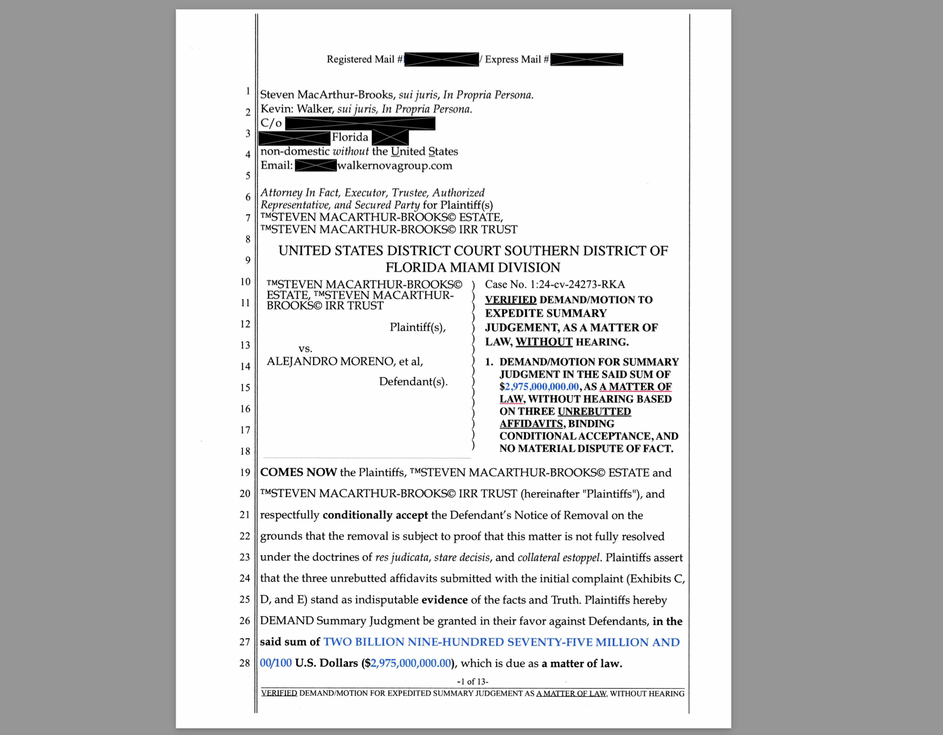 Plaintiffs in Federal Case Against SDCCU & Sheppard Mullin File DEMAND for $2.975 Billion JUDGEMENT as 'A MATTER OF LAW'