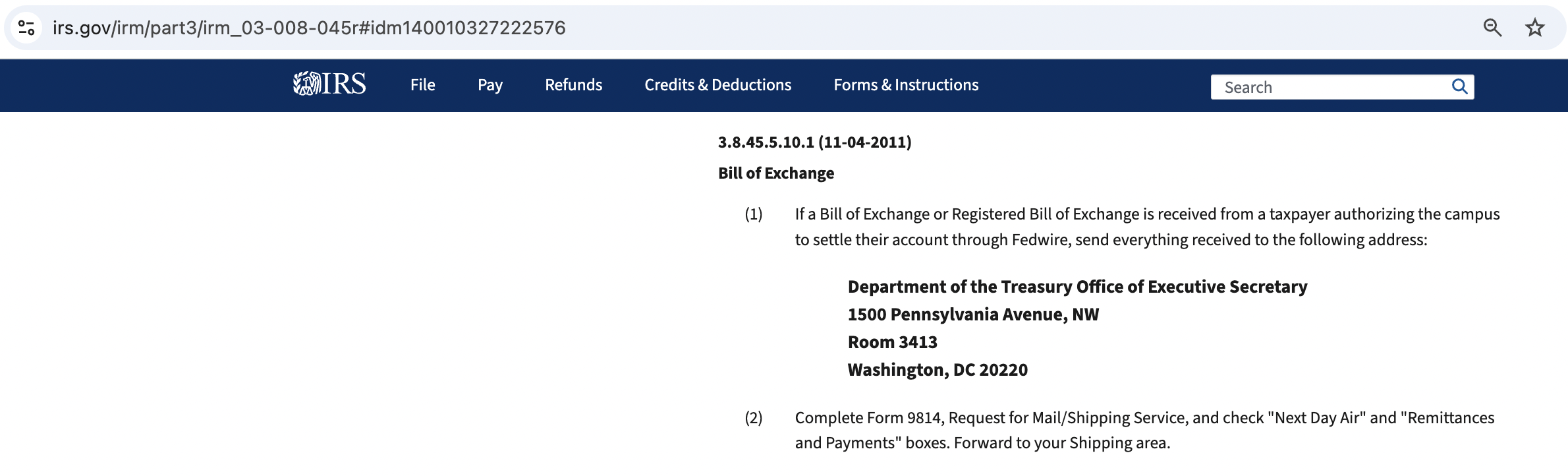 IRS bill of exchange 