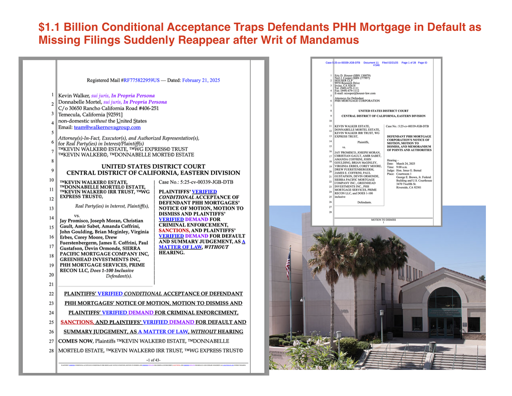 $1.1 Billion Conditional Acceptance Traps Defendants PHH Mortgage in Default as Missing Filings Suddenly Reappear after Writ of Mandamus