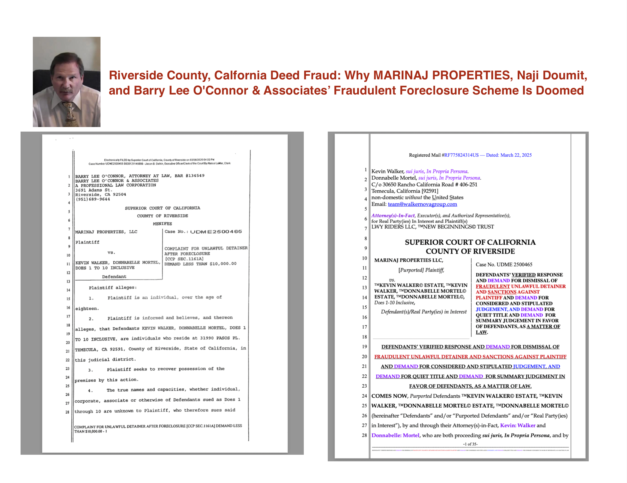 Void Ab Initio "Trustee's Deed": Why MARINAJ PROPERTIES, Naji Doumit, and Barry Lee O'Connor & Associates’ Fraudulent Foreclosure Scheme Is Doomed