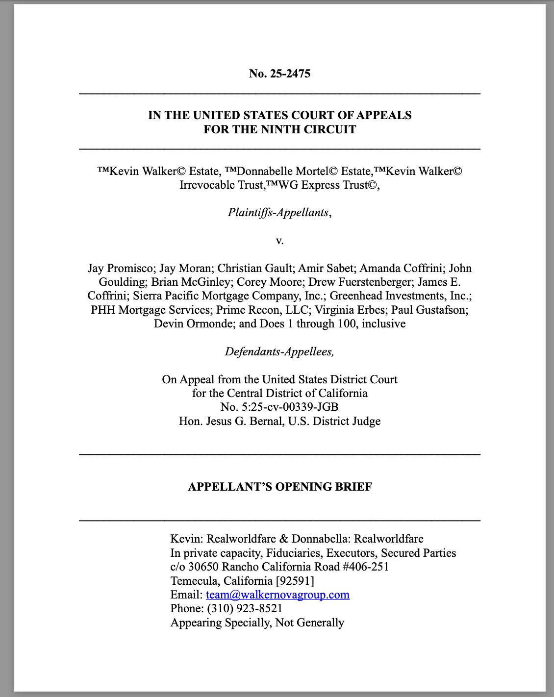 Judicial Fraud by Jesus G Bernal and the Breakdown of Due Process: A Constitutional Crisis in Walker Estate v. Sierra Pacific Mortgage, PHH Mortgage