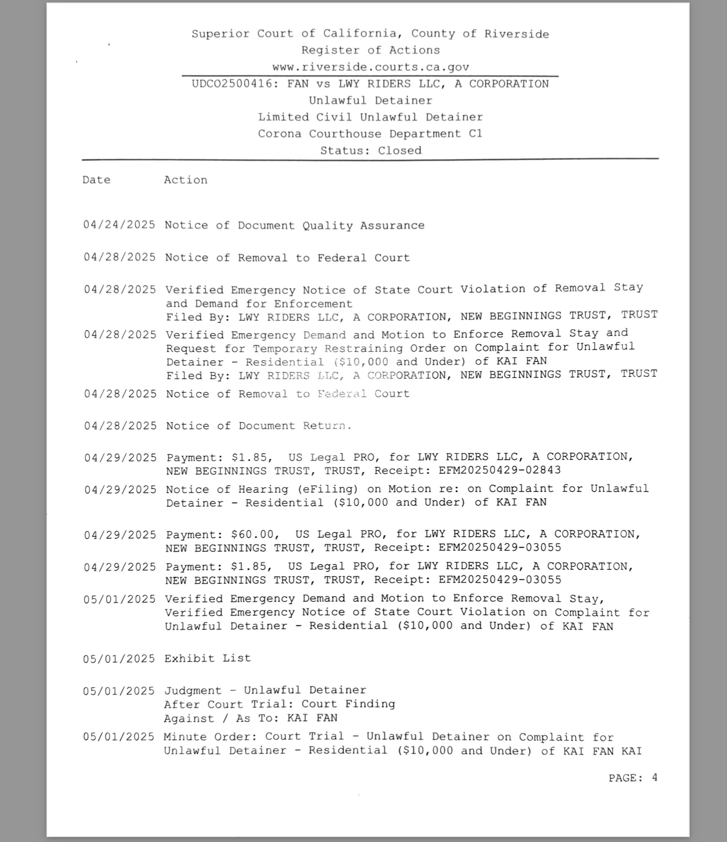 Riverside County Commissioner Tamara Wagner Sued Under 42 U.S.C. § 1983 for Railroading Plaintiffs Under Color of Law Without Jurisdiction
