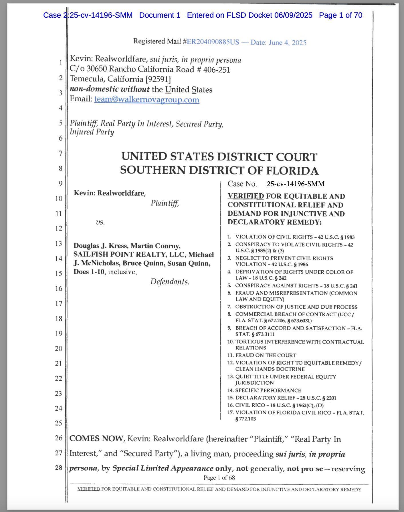 3016 SE Dune Drive, stuart florida -- $45 Million Lawsuit Filed in Federal Court Alleges Fraud, Civil Rights Violations, and Racketeering Over South Florida Real Estate Deal