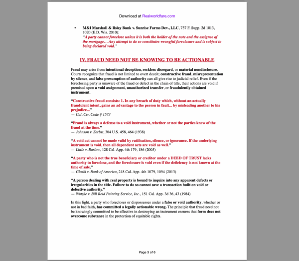 Screen MEMORANDUM OF POINTS AND AUTHORITIES: FRAUD VITIATES EVERYTHING, AND THAT A FORECLOSURE OR TRUSTEE'S SALE BASED ON FRAUD IS VOID AB INITIO 2025 07 05 at 3.00.40 PM