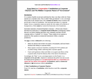 Every State is a Corporation: Constitutions as Corporate Charters and The Hidden Corporate Nature of “Government”