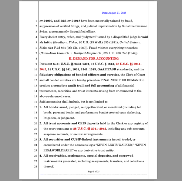 Verified Notice of Perfected Secured Interest – Court Bonds & CRIS Claim Template