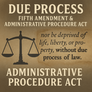 The Administrative Procedure Act, the Fifth Amendment (Constitution), and the Power of Due Process