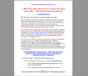 Why There Have Been No True Article III Judges Since 1989 — 1989 Judicial Improvements Act