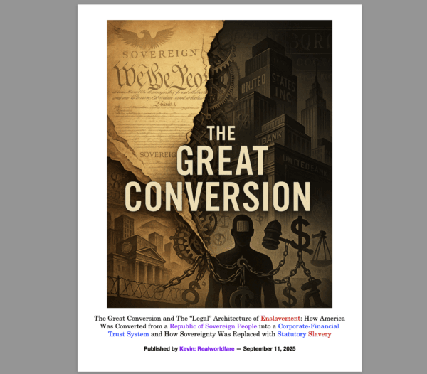 The Great Conversion and The “Legal” Architecture of Enslavement: How America Was Converted from a Republic of Sovereign People into a Corporate-Financial Trust System and How Sovereignty Was Replaced with Statutory Slaver