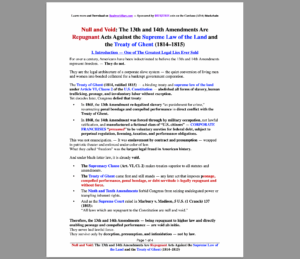 Null and Void: The 13th and 14th Amendments Are Repugnant Acts Against the Supreme Law of the Land and the Treaty of Ghent (1814–1815)