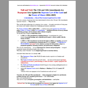 Null and Void: The 13th and 14th Amendments Are Repugnant Acts Against the Supreme Law of the Land and the Treaty of Ghent (1814–1815)