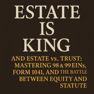 Estate is King and Estate vs. Trust: Mastering 98 & 99 EINs, Form 1041, and the Battle Between Equity and Statute
