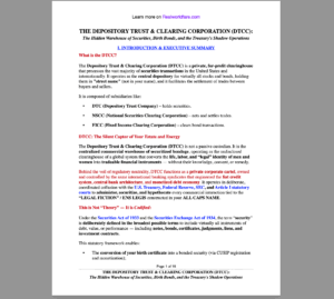THE DEPOSITORY TRUST & CLEARING CORPORATION (DTCC): The Hidden Warehouse of Securities, Birth Bonds, and the Treasury's Shadow Operations